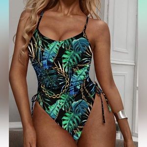 One Piece Ruched High Cut Tummy Control Swimsuit - XL